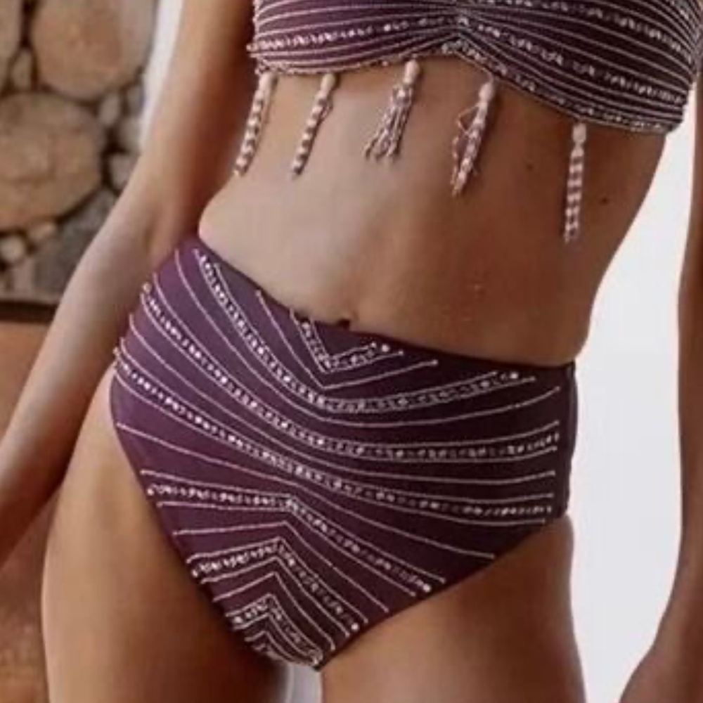 Oceanus Lara High Waist Beaded Bikini Bottom